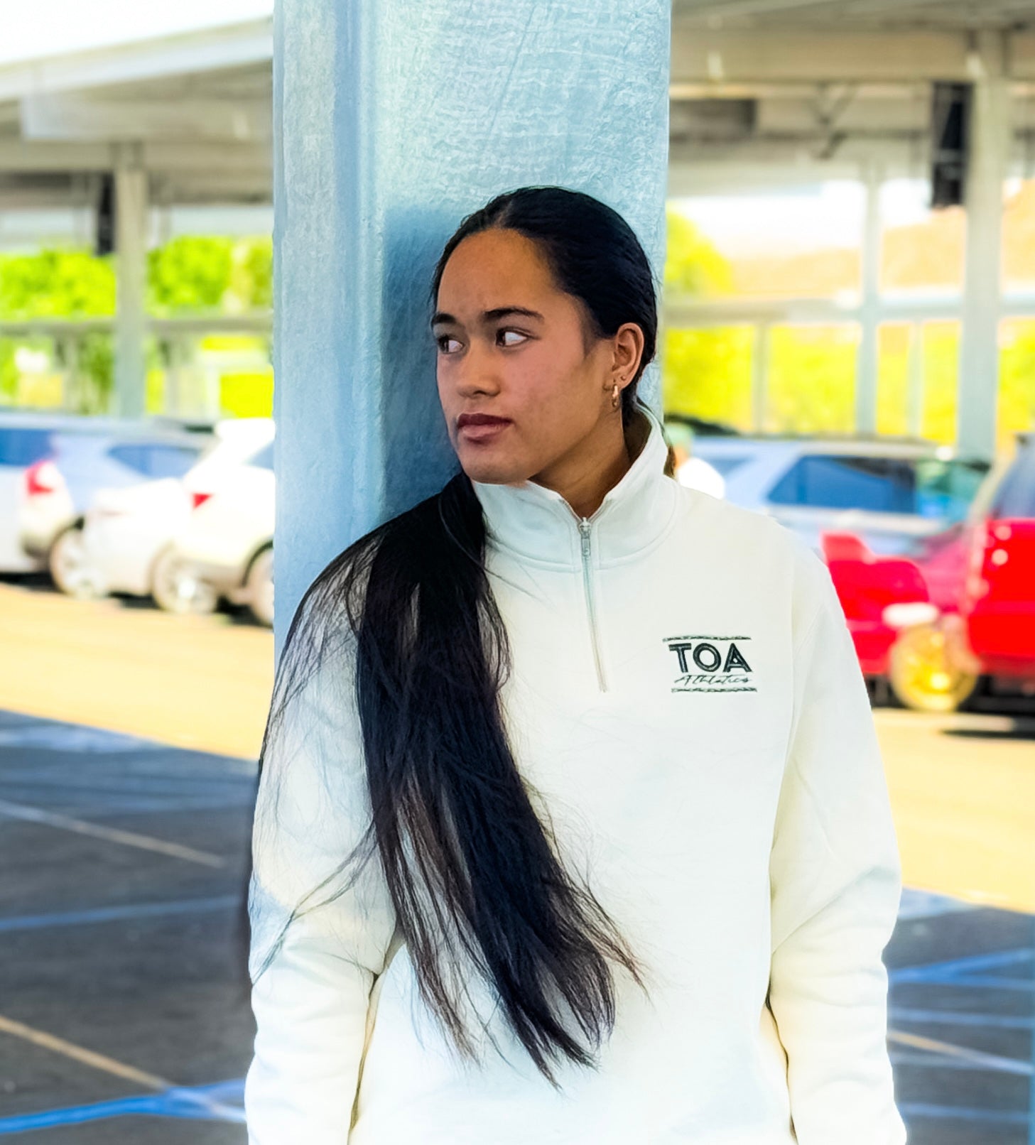 Half Zip Crew Sweater, Ecru
