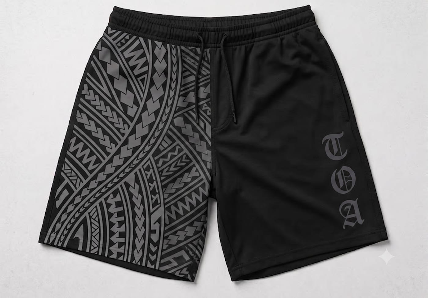 TOA Grey Split Panel Shorts, Grey/Black Split