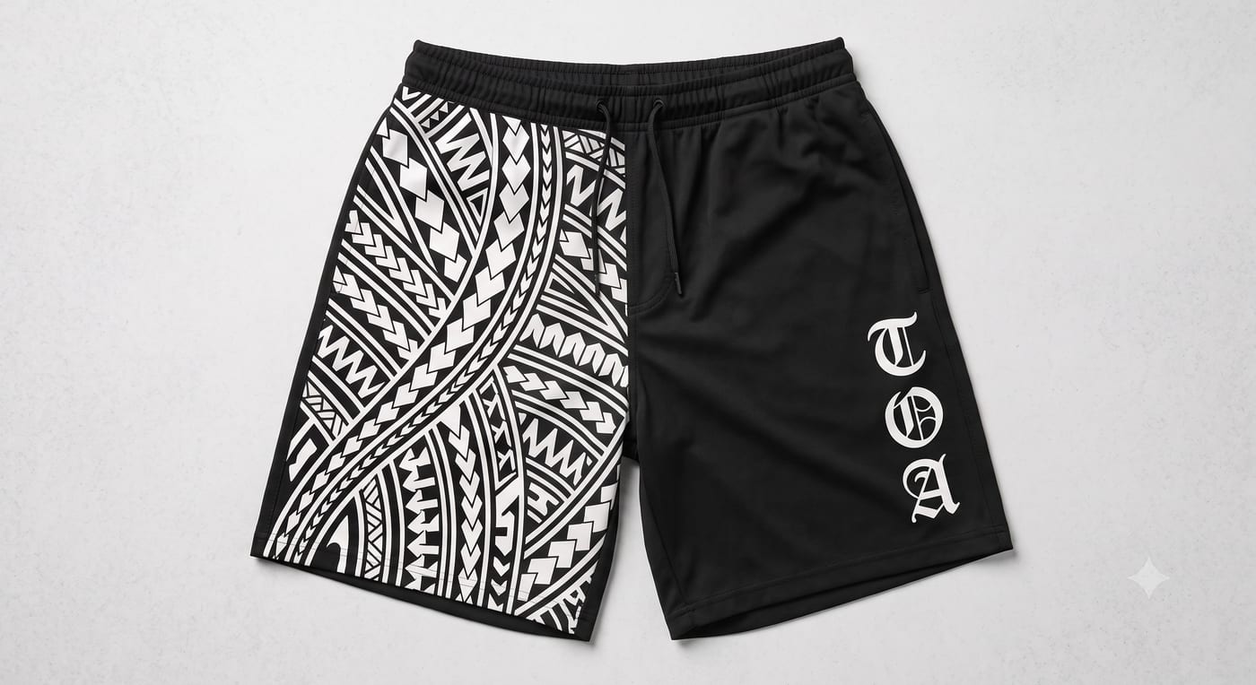 TOA Black and White Split Panel Shorts, Black/White Split